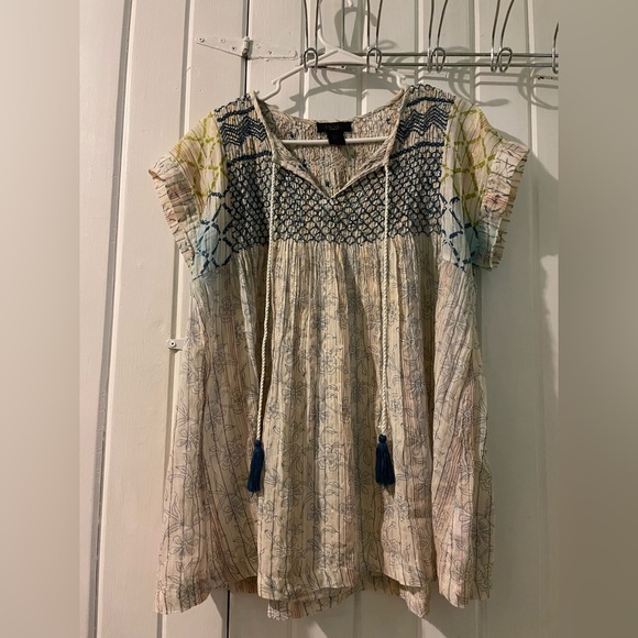 Rachel Roy smocked boho peasant top-large NWOT - Picture 1 of 7